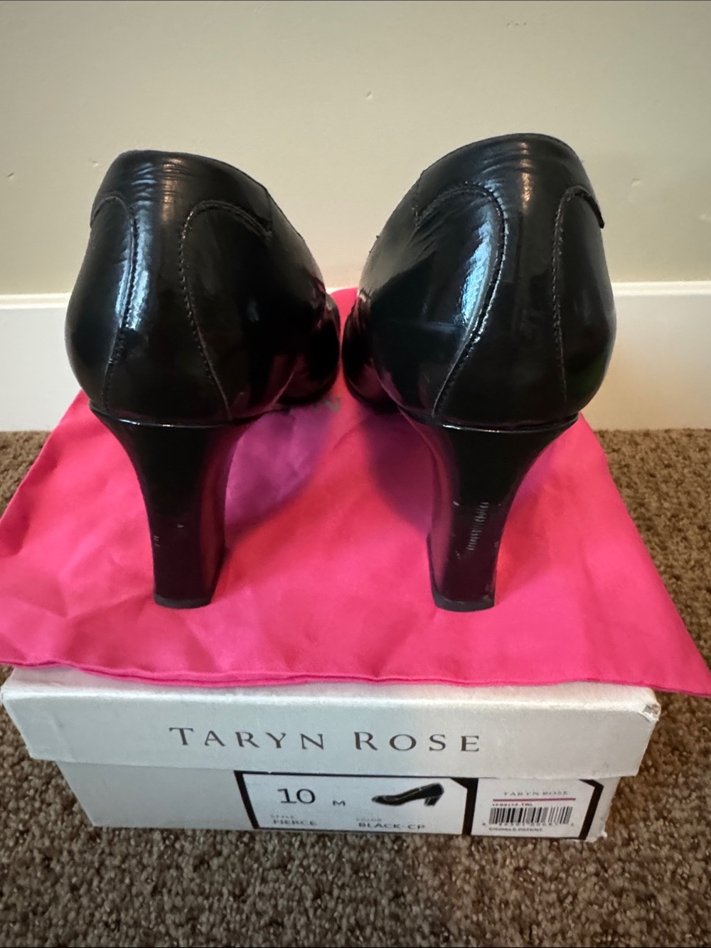 Taryn Rose Black Peep-Toe Leather Pumps - Picture 2 of 3